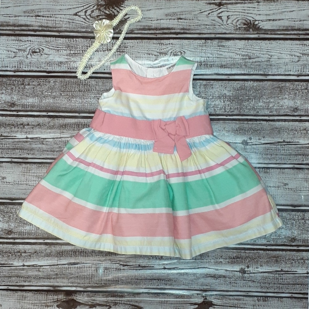 Infant girls pastel stripe sun dress